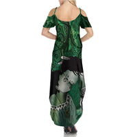 New Zealand Aroha Koe Mama Family Matching Summer Maxi Dress and Hawaiian Shirt Maori Hongi - Pounamu LT7 - Polynesian Pride