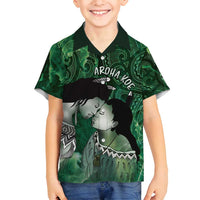 New Zealand Aroha Koe Mama Family Matching Summer Maxi Dress and Hawaiian Shirt Maori Hongi - Pounamu LT7 Son's Shirt Green - Polynesian Pride