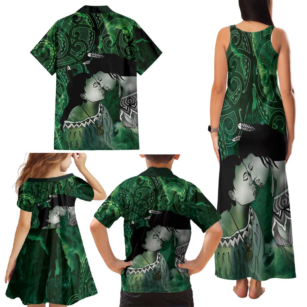 New Zealand Aroha Koe Mama Family Matching Tank Maxi Dress and Hawaiian Shirt Maori Hongi - Pounamu