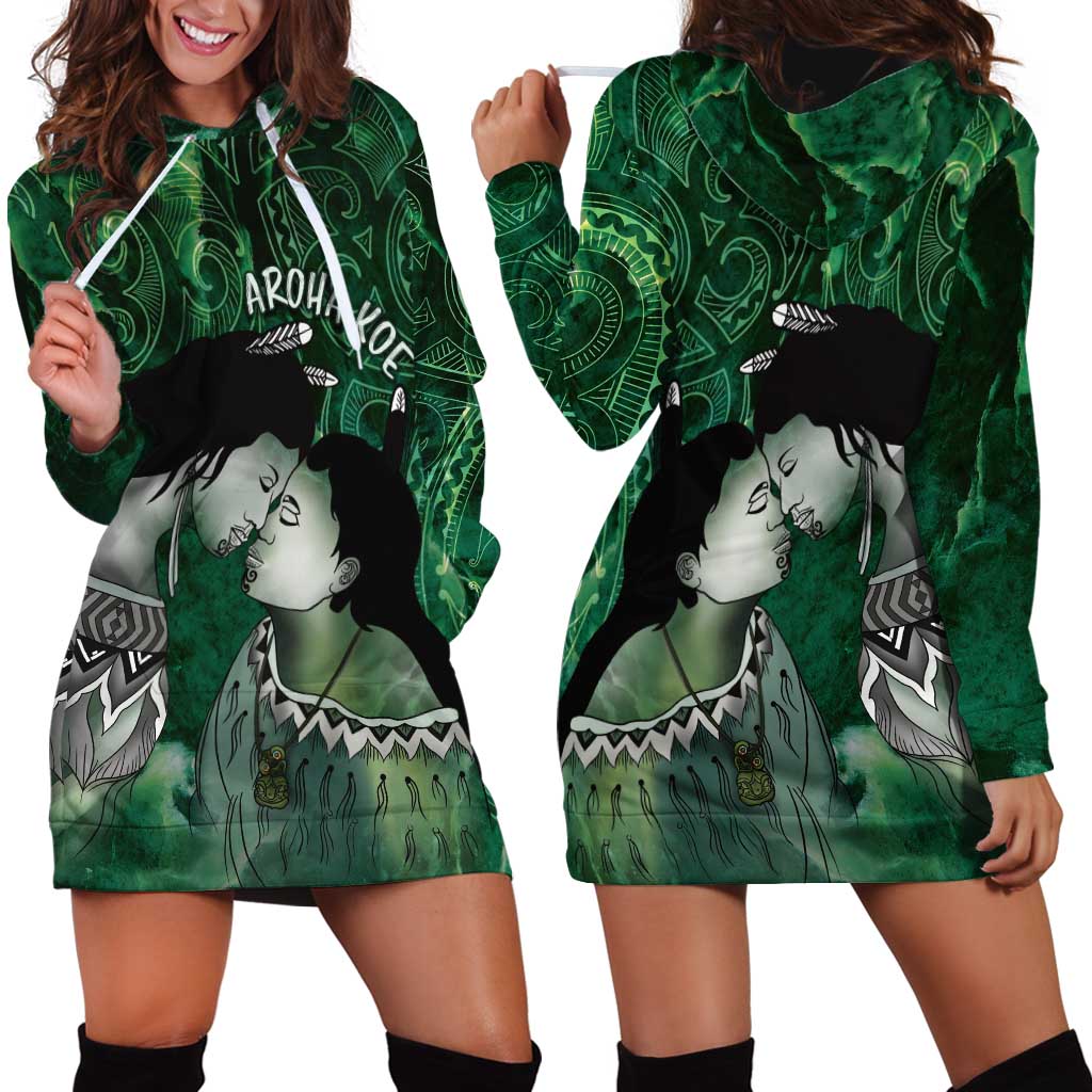 New Zealand Aroha Koe Mama Hoodie Dress Maori Hongi - Pounamu LT7 - Polynesian Pride