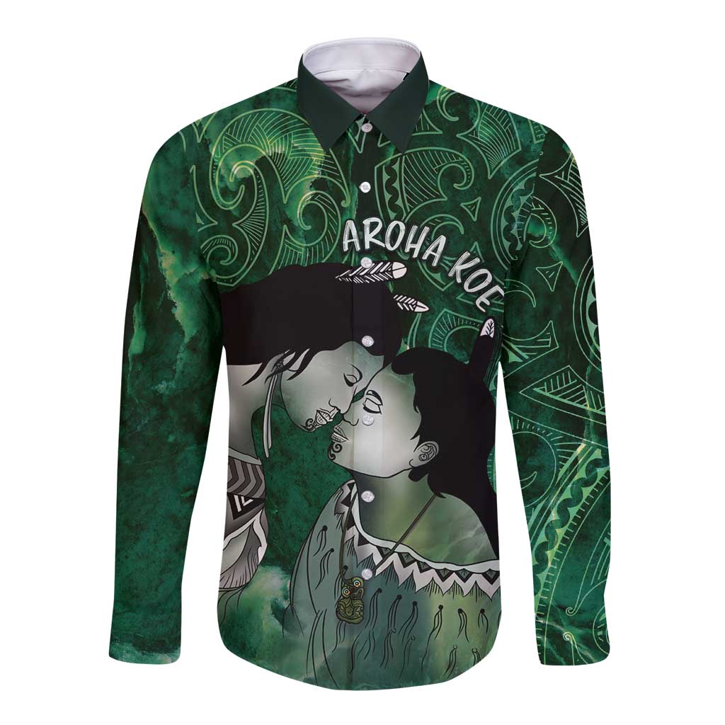 New Zealand Aroha Koe Mama Long Sleeve Button Shirt Maori Hongi - Pounamu