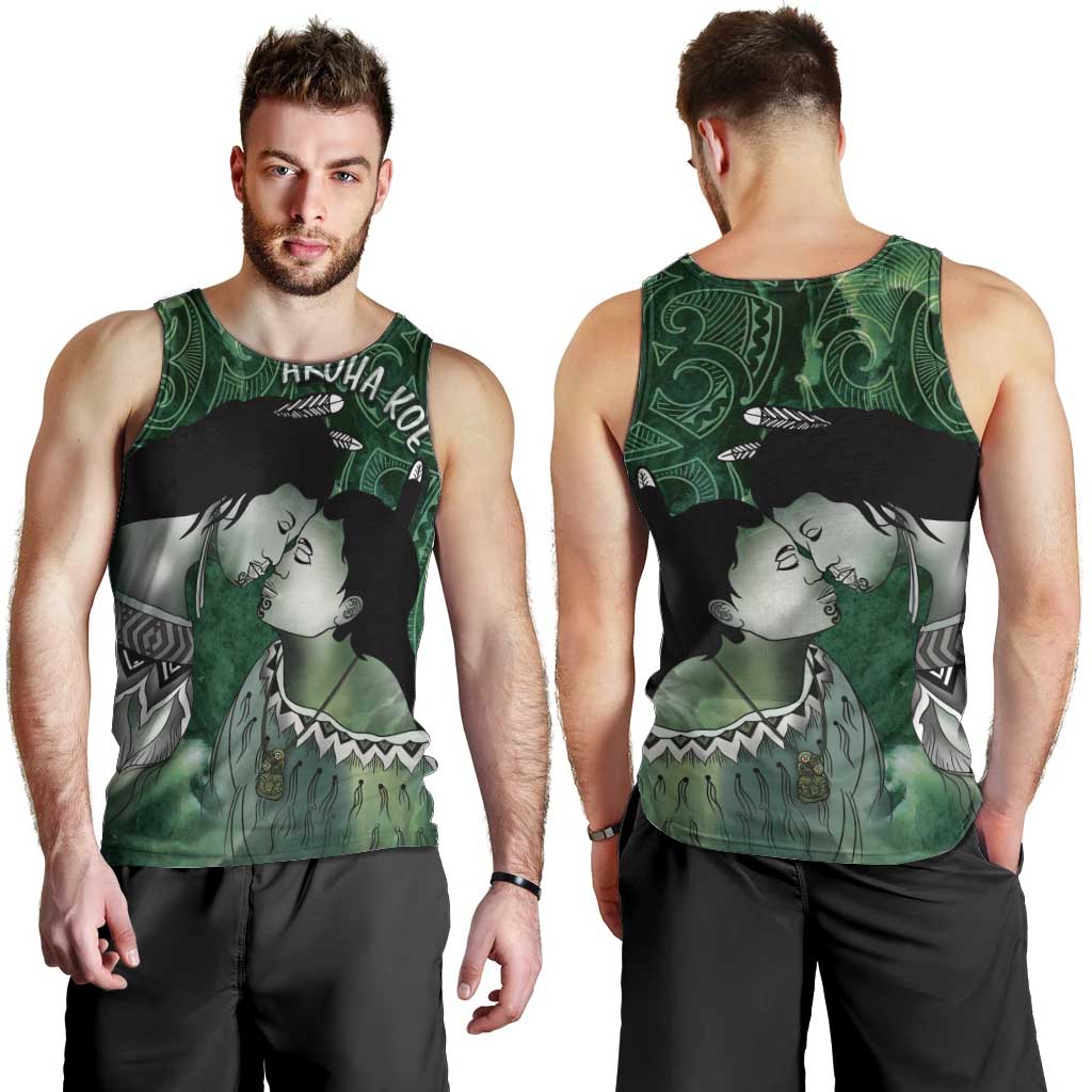 New Zealand Aroha Koe Mama Men Tank Top Maori Hongi - Pounamu