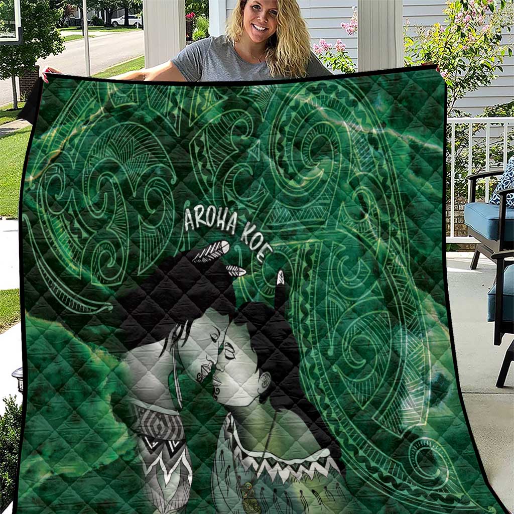 New Zealand Aroha Koe Mama Quilt Maori Hongi - Pounamu LT7 Green - Polynesian Pride