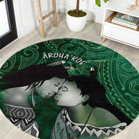 New Zealand Aroha Koe Mama Round Carpet Maori Hongi - Pounamu LT7 Green - Polynesian Pride