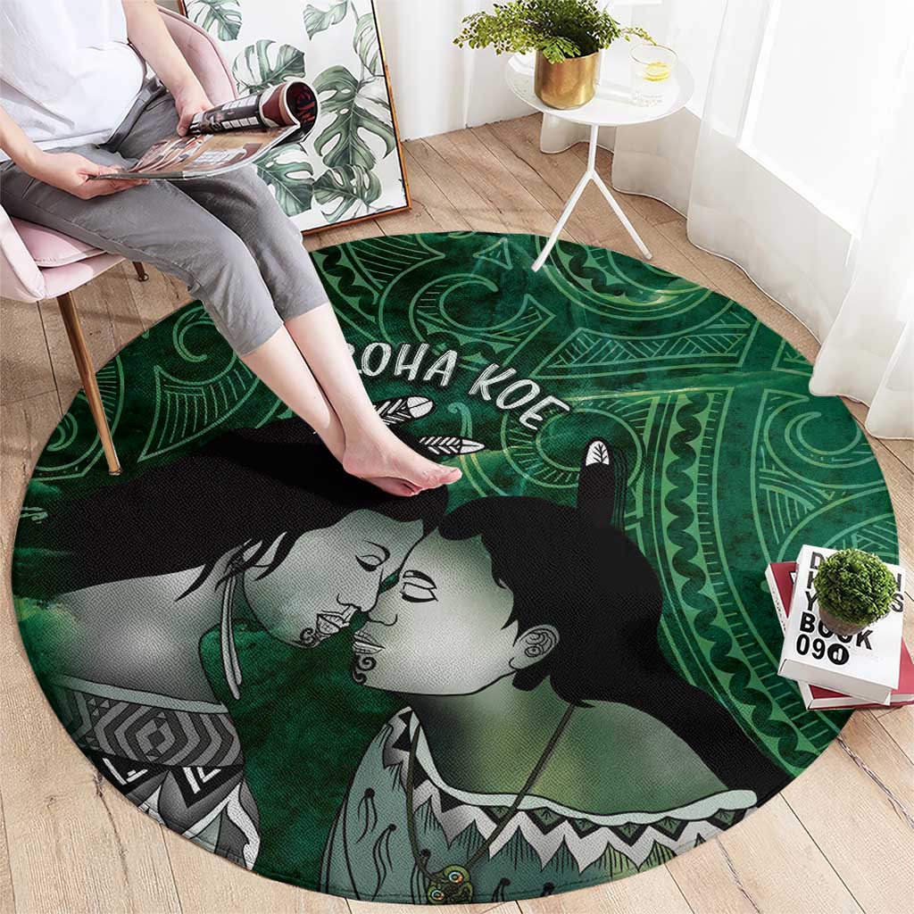 New Zealand Aroha Koe Mama Round Carpet Maori Hongi - Pounamu LT7 - Polynesian Pride