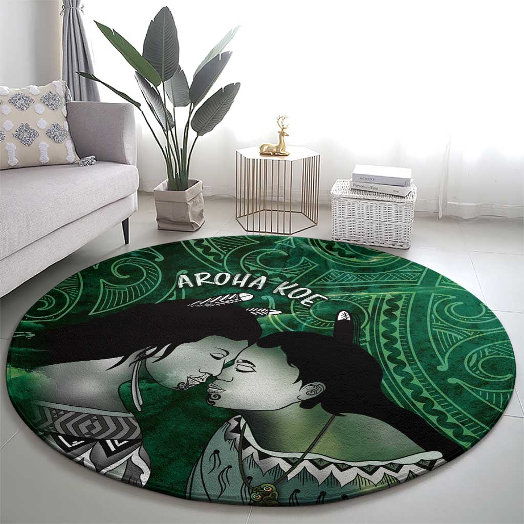 New Zealand Aroha Koe Mama Round Carpet Maori Hongi - Pounamu LT7 - Polynesian Pride