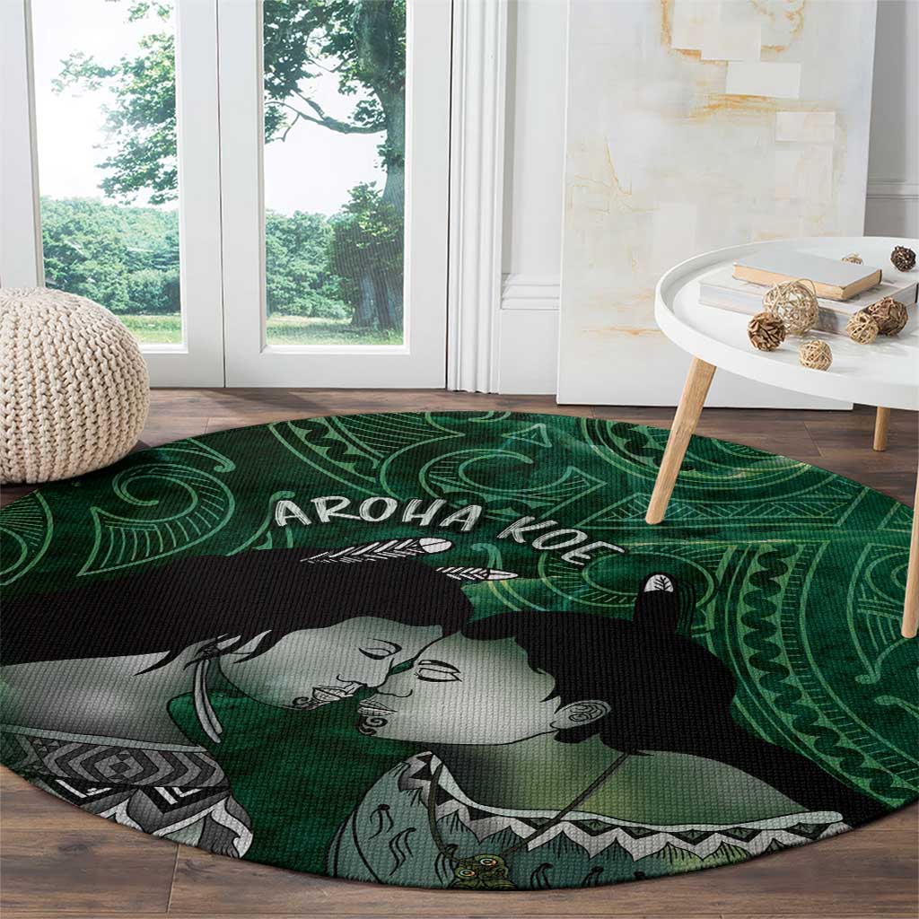 New Zealand Aroha Koe Mama Round Carpet Maori Hongi - Pounamu LT7 - Polynesian Pride