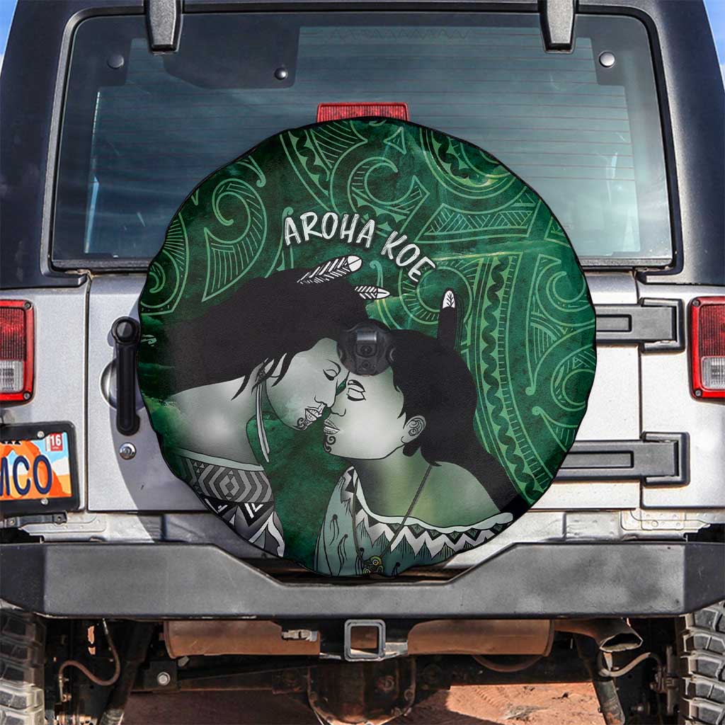 New Zealand Aroha Koe Mama Spare Tire Cover Maori Hongi - Pounamu LT7 Green - Polynesian Pride