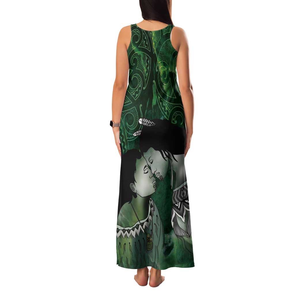 New Zealand Aroha Koe Mama Tank Maxi Dress Maori Hongi - Pounamu LT7 - Polynesian Pride