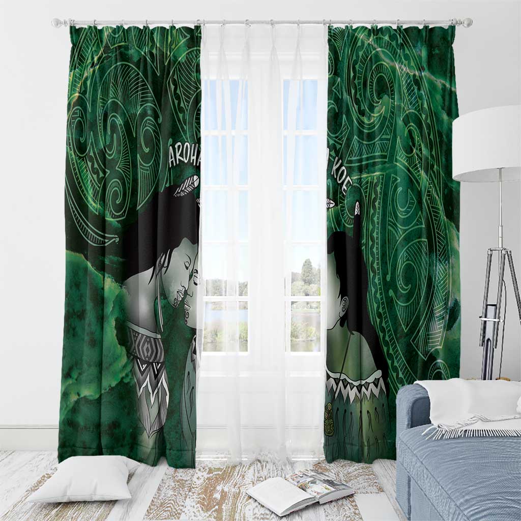 New Zealand Aroha Koe Mama Window Curtain Maori Hongi - Pounamu