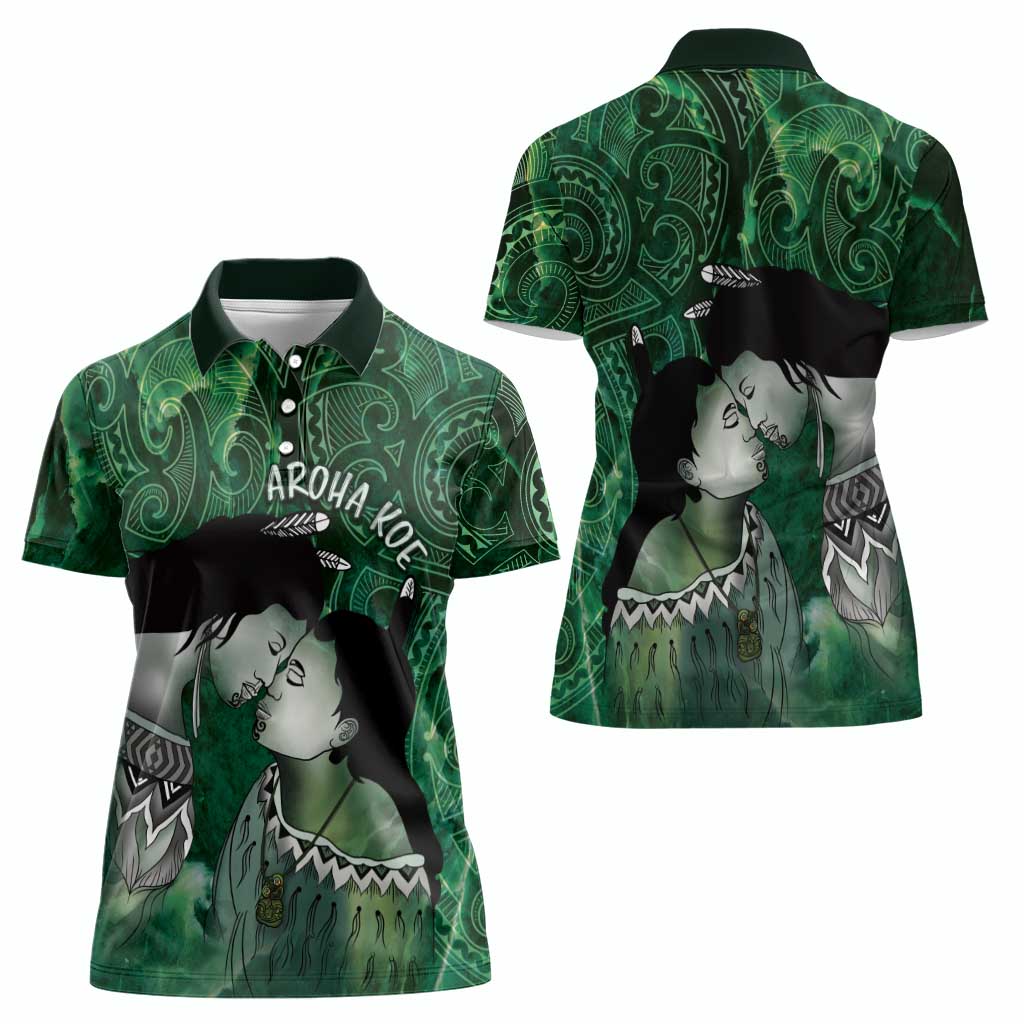 New Zealand Aroha Koe Mama Women Polo Shirt Maori Hongi - Pounamu LT7 - Polynesian Pride