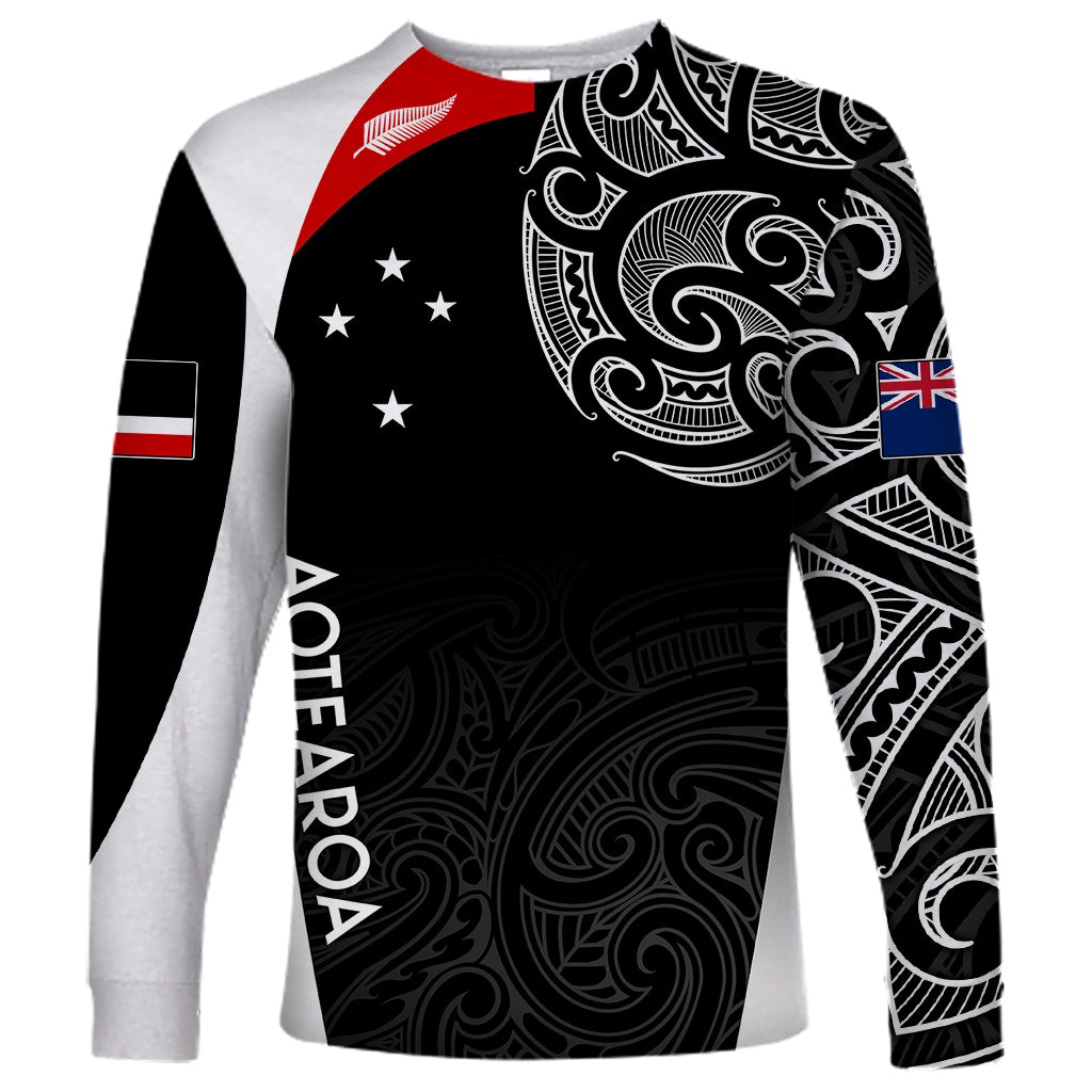 Personalised New Zealand Rugby Long Sleeve Shirt Aotearoa World Cup 2023 Champions LT7 Unisex Black - Polynesian Pride