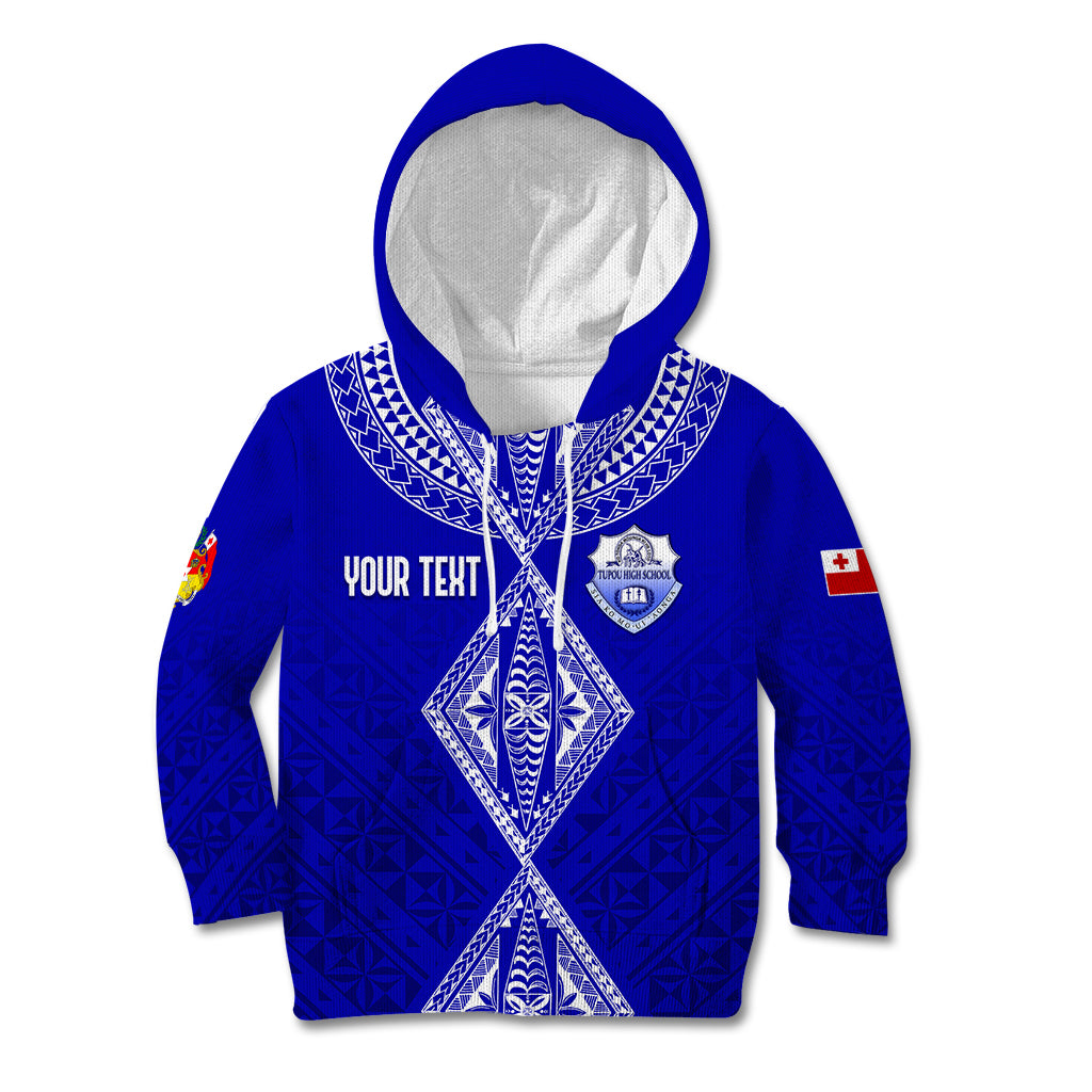 Personalised Tupou College Toloa Kid Hoodie Tongan Kupesi - Special LT7 Hoodie Navy Blue - Polynesian Pride