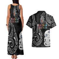 Kia Hara Te reo Maori Couples Matching Tank Maxi Dress and Hawaiian Shirt Manaia Moko Pattern LT7 - Polynesian Pride