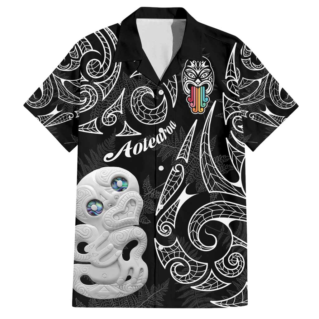 Kia Hara Te reo Maori Family Matching Long Sleeve Bodycon Dress and Hawaiian Shirt Manaia Moko Pattern LT7 Dad's Shirt - Short Sleeve Black - Polynesian Pride