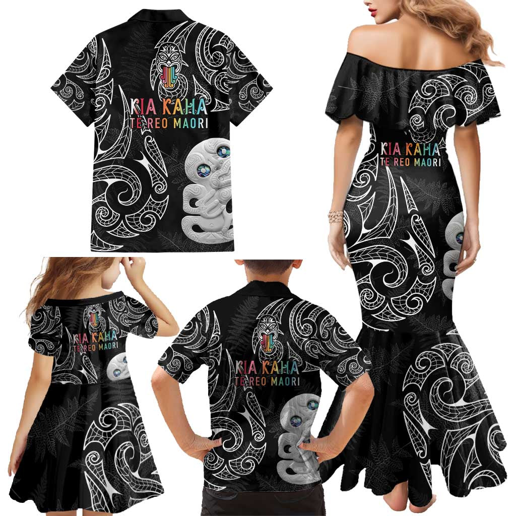 Kia Hara Te reo Maori Family Matching Mermaid Dress and Hawaiian Shirt Manaia Moko Pattern LT7 - Polynesian Pride