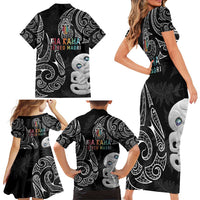 Kia Hara Te reo Maori Family Matching Short Sleeve Bodycon Dress and Hawaiian Shirt Manaia Moko Pattern LT7 - Polynesian Pride