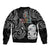 Kia Hara Te reo Maori Sleeve Zip Bomber Jacket Manaia Moko Pattern