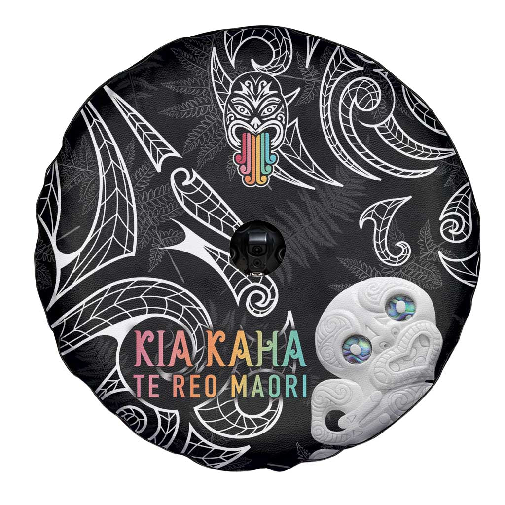 Kia Hara Te reo Maori Spare Tire Cover Manaia Moko Pattern
