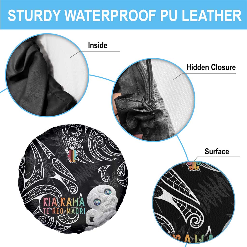 Kia Hara Te reo Maori Spare Tire Cover Manaia Moko Pattern