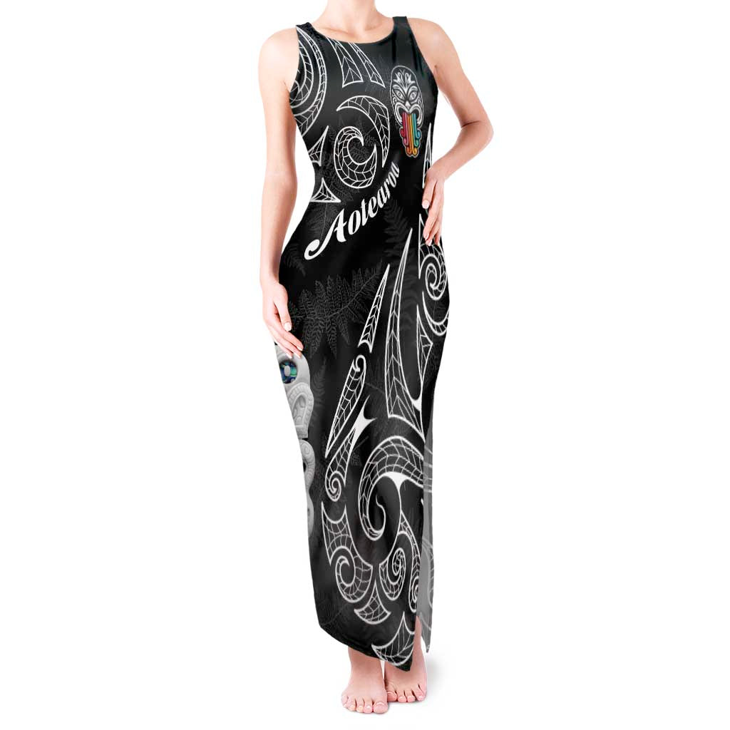 Kia Hara Te reo Maori Tank Maxi Dress Manaia Moko Pattern