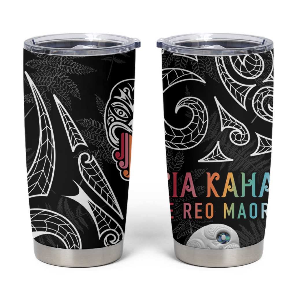 Kia Hara Te reo Maori Tumbler Cup Manaia Moko Pattern