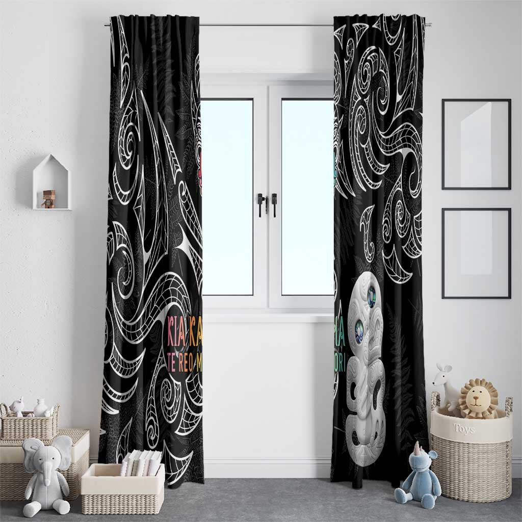 Kia Hara Te reo Maori Window Curtain Manaia Moko Pattern