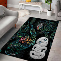 Kia Hara Te reo Maori Area Rug Manaia Moko Mix Paua Shell