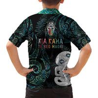 Kia Hara Te reo Maori Family Matching Long Sleeve Bodycon Dress and Hawaiian Shirt Manaia Moko Mix Paua Shell LT7 - Polynesian Pride