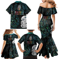 Kia Hara Te reo Maori Family Matching Mermaid Dress and Hawaiian Shirt Manaia Moko Mix Paua Shell LT7 - Polynesian Pride