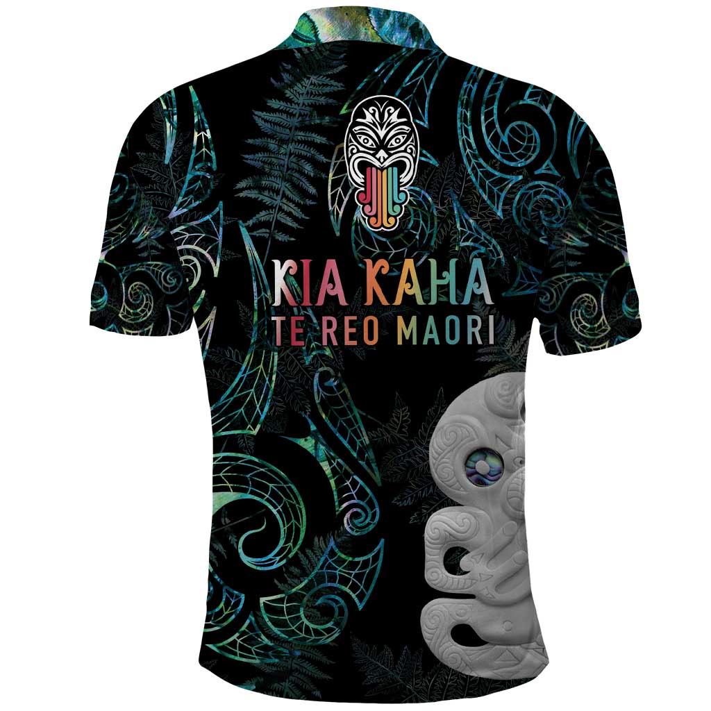 Kia Hara Te reo Maori Polo Shirt Manaia Moko Mix Paua Shell LT7 - Polynesian Pride