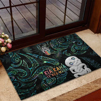 Kia Hara Te reo Maori Rubber Doormat Manaia Moko Mix Paua Shell