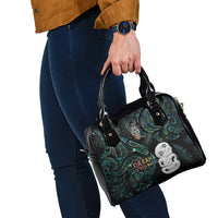 Kia Hara Te reo Maori Shoulder Handbag Manaia Moko Mix Paua Shell