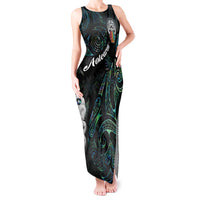 Kia Hara Te reo Maori Tank Maxi Dress Manaia Moko Mix Paua Shell
