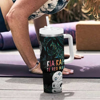 Kia Hara Te reo Maori Tumbler With Handle Manaia Moko Mix Paua Shell