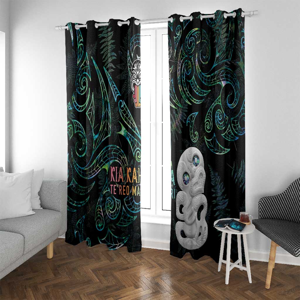 Kia Hara Te reo Maori Window Curtain Manaia Moko Mix Paua Shell
