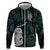 Kia Hara Te reo Maori Zip Hoodie Manaia Moko Mix Paua Shell