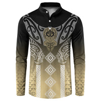 Aotearoa Maori Iwi Heritage Button Sweatshirt Waikato Tainui Parauri LT7 Earth Gold - Polynesian Pride