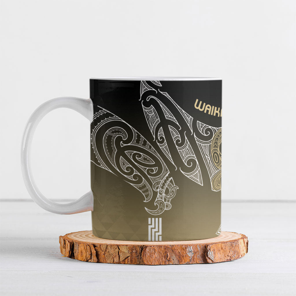 Aotearoa Maori Iwi Heritage Ceramic Mug Waikato Tainui Parauri LT7 Earth Gold - Polynesian Pride