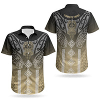 Aotearoa Maori Iwi Heritage Couples Matching Off Shoulder Short Dress and Hawaiian Shirt Waikato Tainui Parauri LT7 - Polynesian Pride