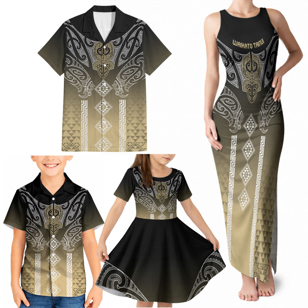Aotearoa Maori Iwi Heritage Family Matching Tank Maxi Dress and Hawaiian Shirt Waikato Tainui Parauri LT7 - Polynesian Pride