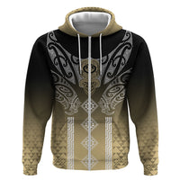 Aotearoa Maori Iwi Heritage Hoodie Waikato Tainui Parauri LT7 Zip Hoodie Earth Gold - Polynesian Pride