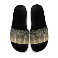 Aotearoa Maori Iwi Heritage Slide Sandals Waikato Tainui Parauri LT7 Earth Gold - Polynesian Pride