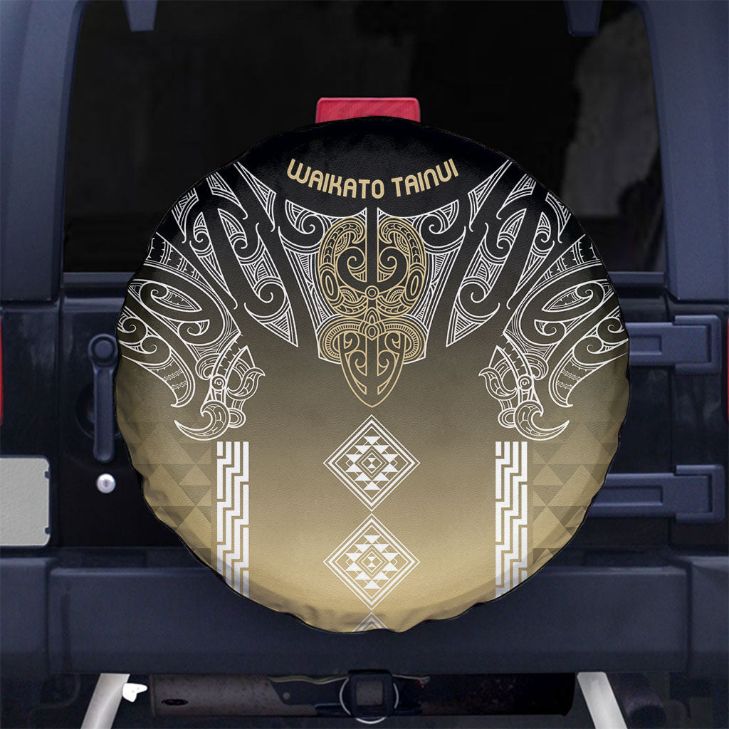 Aotearoa Maori Iwi Heritage Spare Tire Cover Waikato Tainui Parauri LT7 No hole Earth Gold - Polynesian Pride