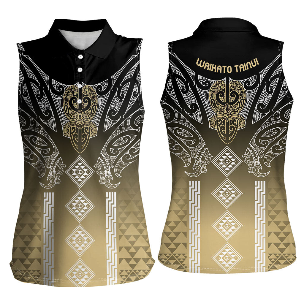 Aotearoa Maori Iwi Heritage Women Sleeveless Polo Shirt Waikato Tainui Parauri LT7 - Polynesian Pride