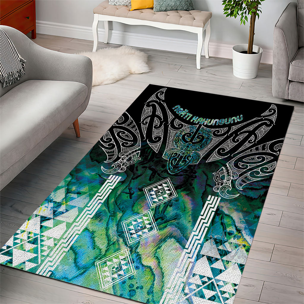 Aotearoa Maori Iwi Heritage Area Rug Ngati Kahungunu Paua Shell Turquoise LT7 - Polynesian Pride