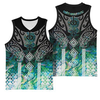 Aotearoa Maori Iwi Heritage Basketball Jersey Ngati Kahungunu Paua Shell Turquoise LT7 - Polynesian Pride