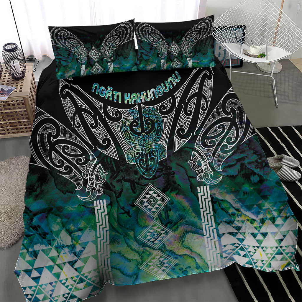 Aotearoa Maori Iwi Heritage Bedding Set Ngati Kahungunu Paua Shell Turquoise LT7 - Polynesian Pride