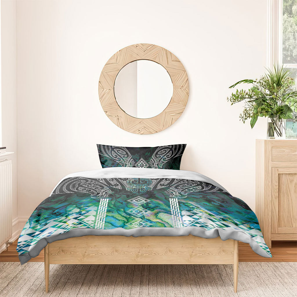 Aotearoa Maori Iwi Heritage Bedding Set Ngati Kahungunu Paua Shell Turquoise LT7 - Polynesian Pride