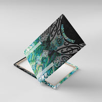 Aotearoa Maori Iwi Heritage Canvas Wall Art Ngati Kahungunu Paua Shell Turquoise LT7 With Frame Green Blue - Polynesian Pride